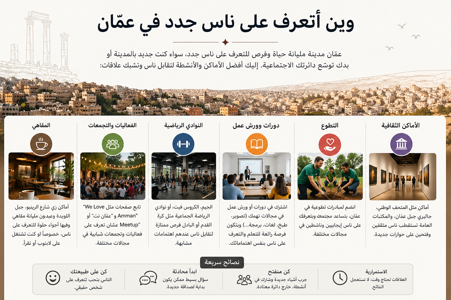 وين أتعرف على ناس جدد في عمّان